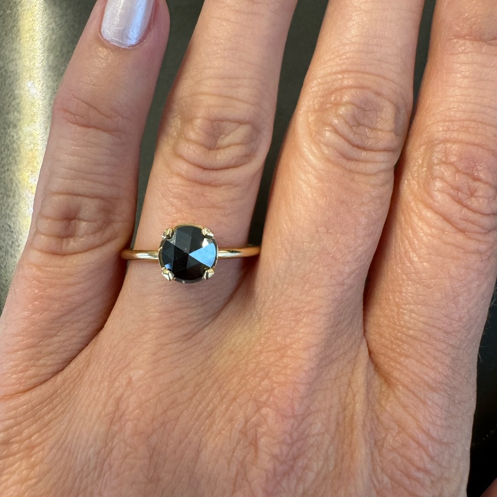 100% 1 Carat Natural Black Diamond 14K Solid Gold Ring